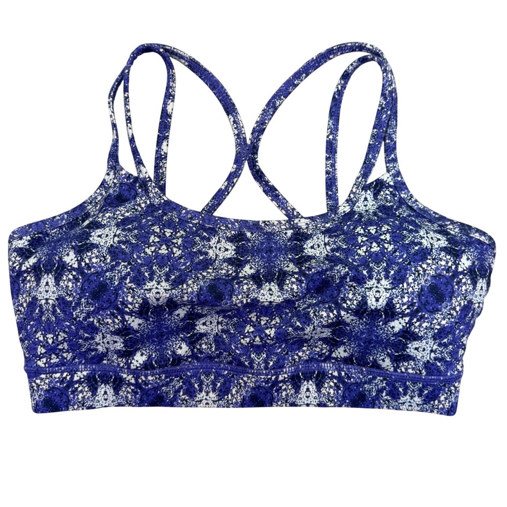 Gaiam Sports Bra Women's Medium Blue Kaleidoscope Strappy Back Active Athletic‎